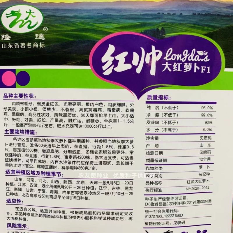 小顶小根特抗病大红萝卜种子圆形红皮萝卜种子不裂根好吃好卖
