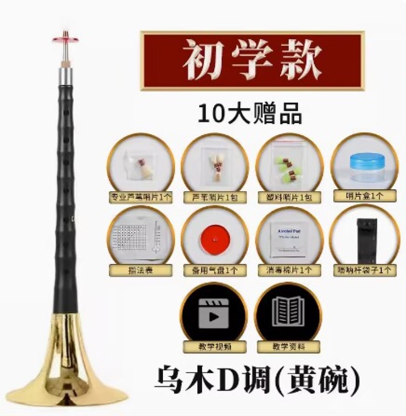 新艺演奏专业乌木唢呐乐器全套d调D调初学者入门小号喇叭哨