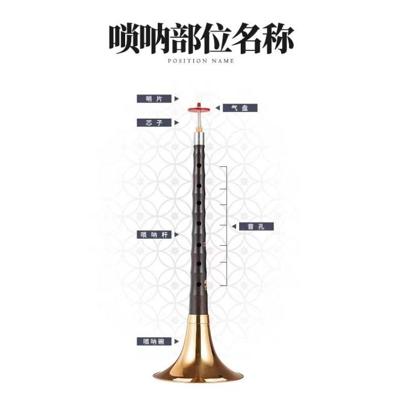 新艺演奏专业乌木唢呐乐器全套d调D调初学者入门小号喇叭哨