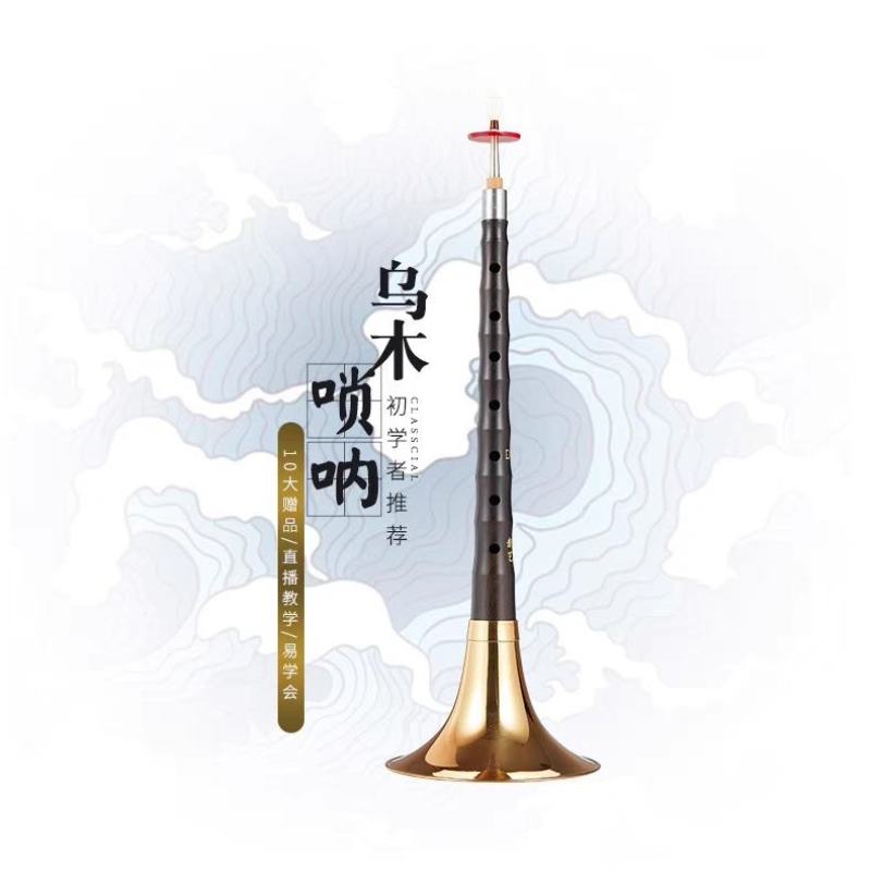新艺演奏专业乌木唢呐乐器全套d调D调初学者入门小号喇叭哨