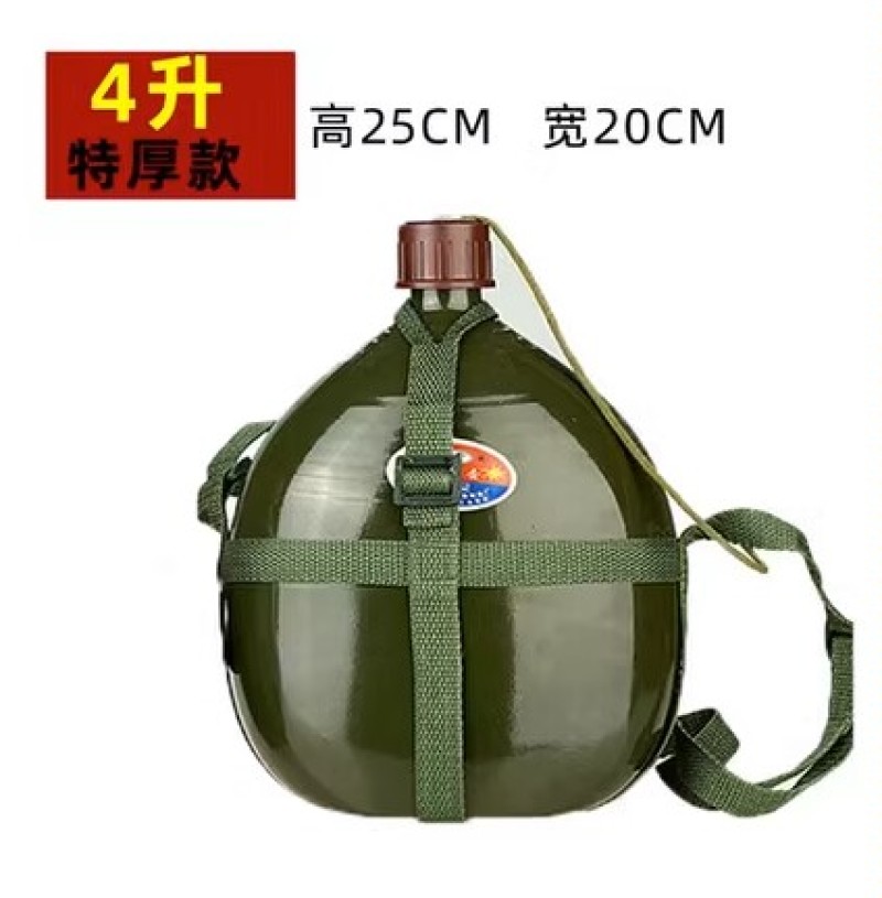 怀旧老式铝壶户外水壶大容量运动水杯酒壶铝制水壶学生军绿8