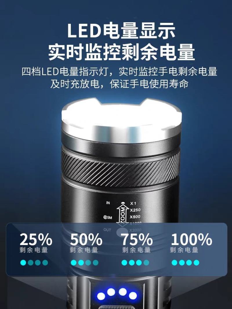硕森超亮手电筒强光充电户外小家用战术迷你便携白激光多功能