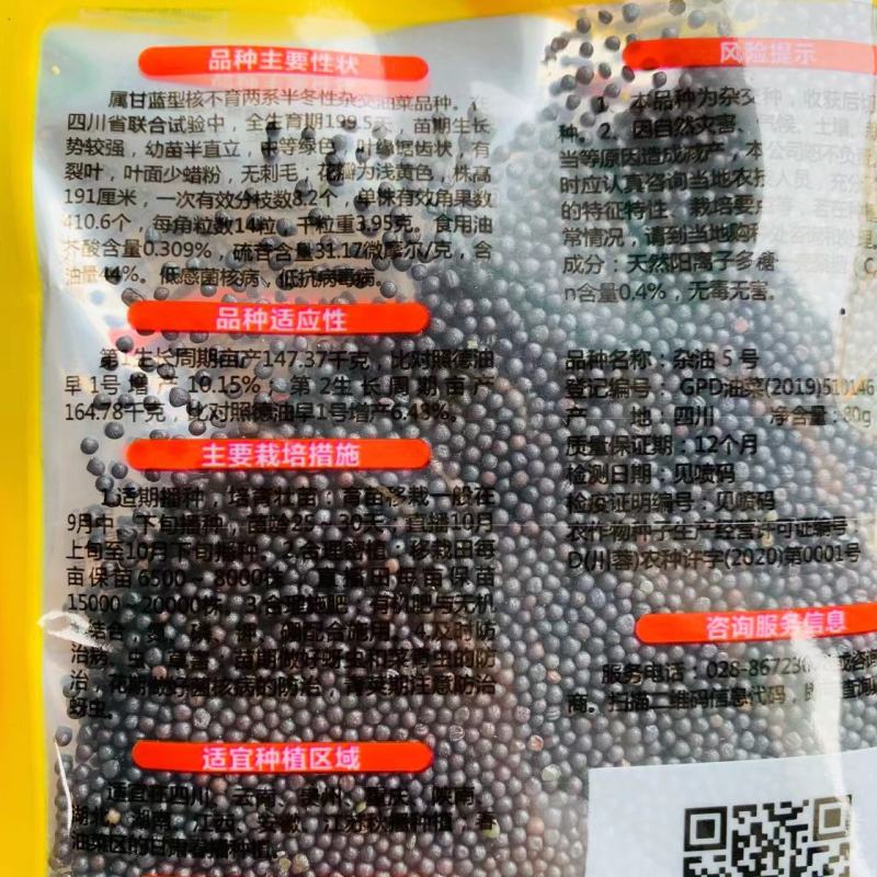 矮杆抗倒早熟高产油菜种子含油量高荚果粗长大粒油菜籽种子