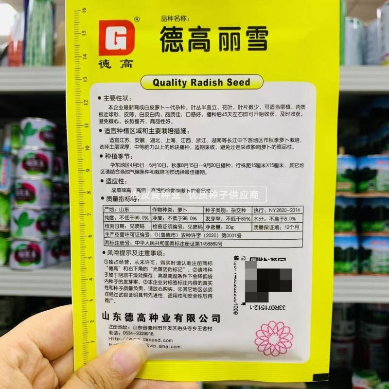 德高丽雪萝卜种子灯泡型白萝卜种子皮薄白皮白肉萝卜种子