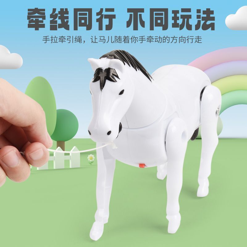 推磨毛驴抖音同款仿真小马走路小毛驴推磨车玩貝