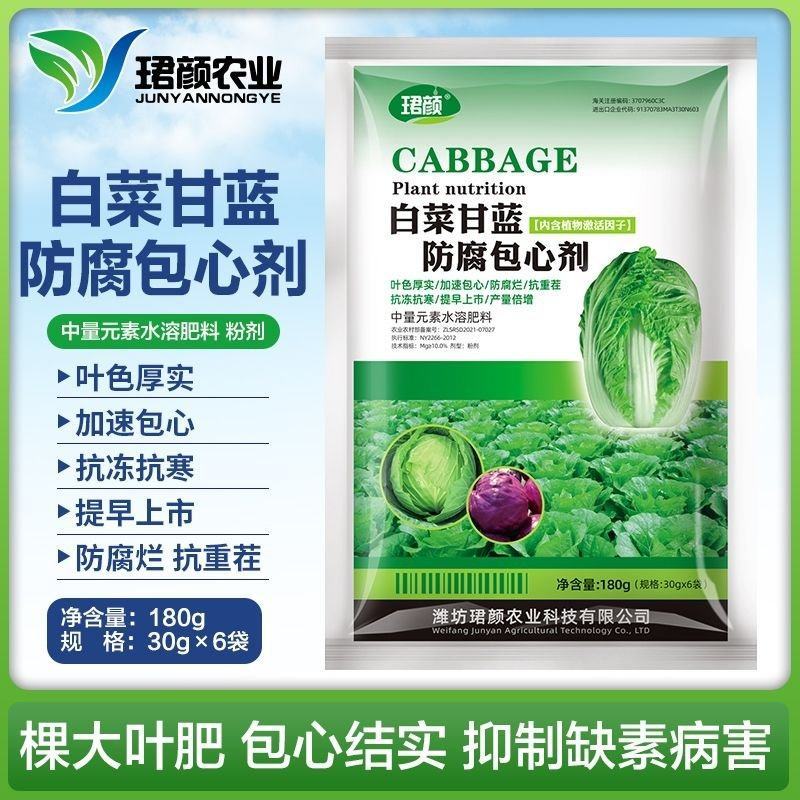 珺颜白菜甘蓝防腐包心剂叶色厚实加速包心抗冻抗寒提早上市水