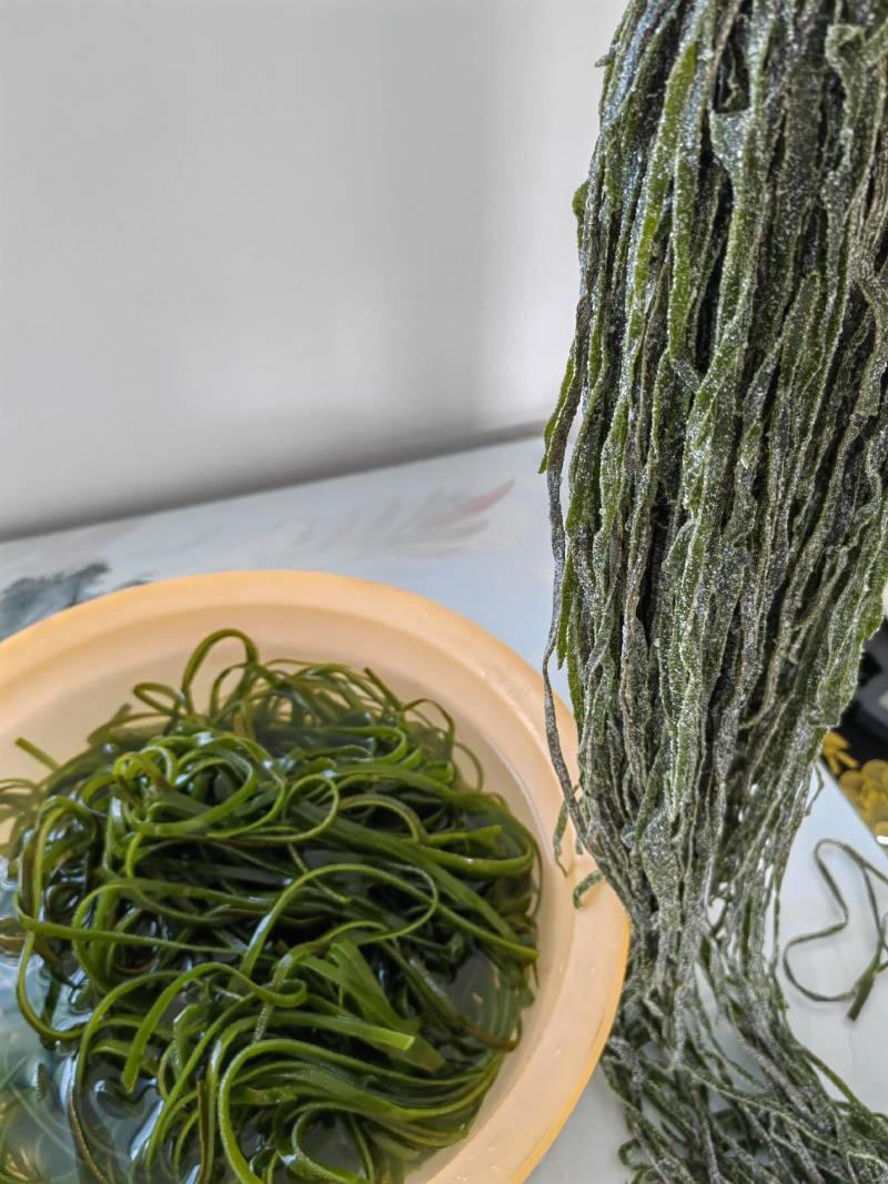 半干厚绿海带丝：半干货.颜色好.长丝多.杂质少.免蒸煮