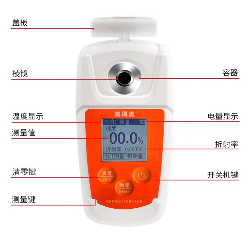 美得美高精度糖度计水果甜度测试仪测糖仪含糖量糖分检测仪折