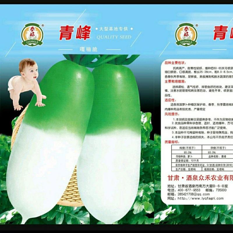 进口早春青皮白肉萝卜种子，耐抽苔，产量高。