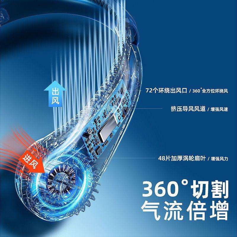 挂脖风扇无叶风扇充电迷你便携式随身小型大风力挂脖子懒人