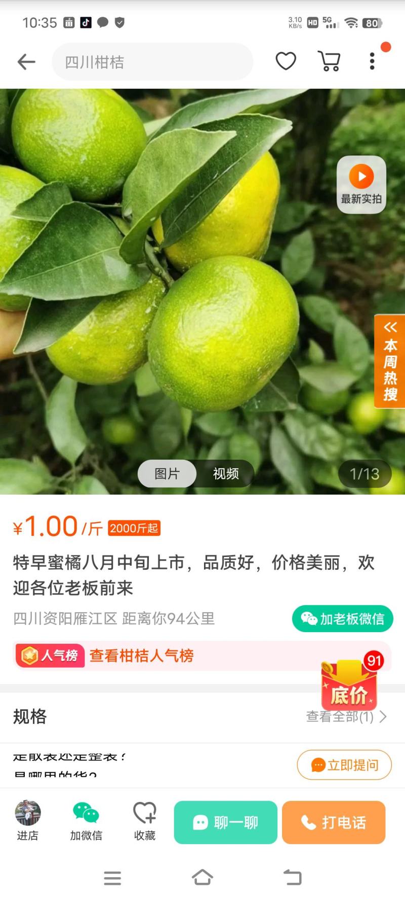 蜜橘大量上市。欢迎各老板选购