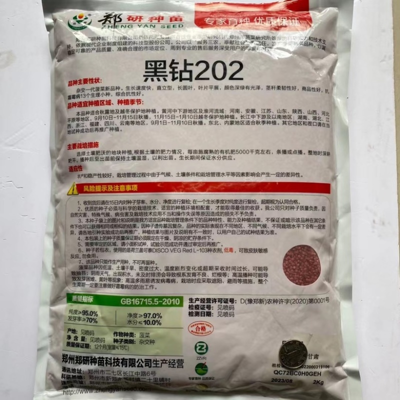 郑研菠菜种子黑鹏819墨绿色圆叶菠菜品种丹麦进口杂交品种