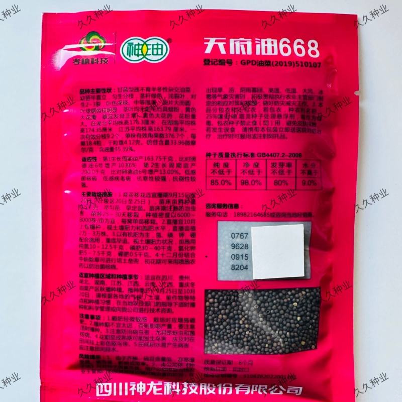 天府油668油菜种籽高产抗病矮杆抗倒油菜籽种农家秋播油菜