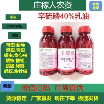 40%辛硫磷杀虫剂蚜虫果树钻心虫地下害虫杀蚊虫灌根土壤杀