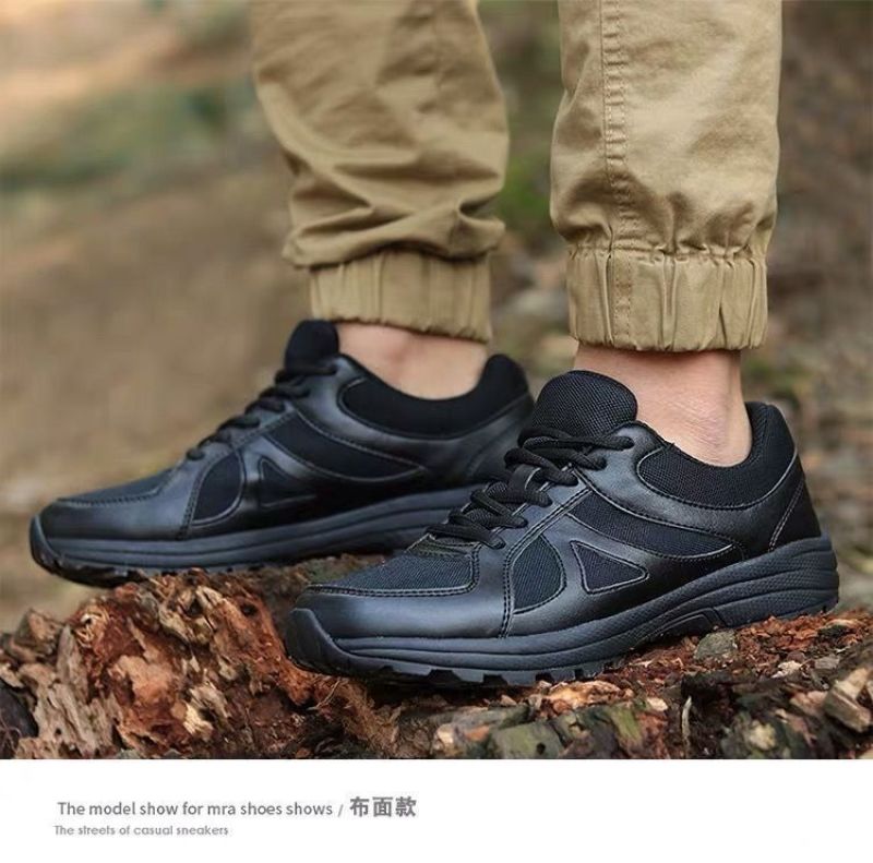 包邮作训鞋男跑步鞋超轻胶鞋耐磨厚底鞋春秋登山鞋黑色训练鞋