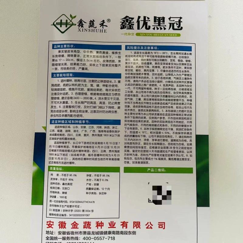 大黑108皱皮辣椒种子皮薄质脆辣味香浓大果黑绿皮大田用
