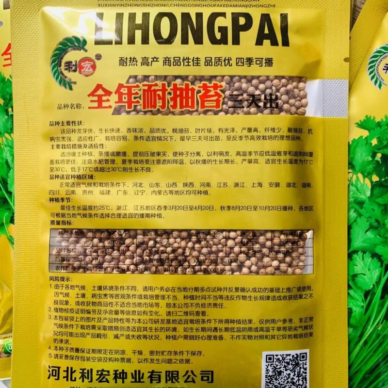 四季香菜种子出苗快香味浓芫荽种籽早熟品种四季蔬菜种子