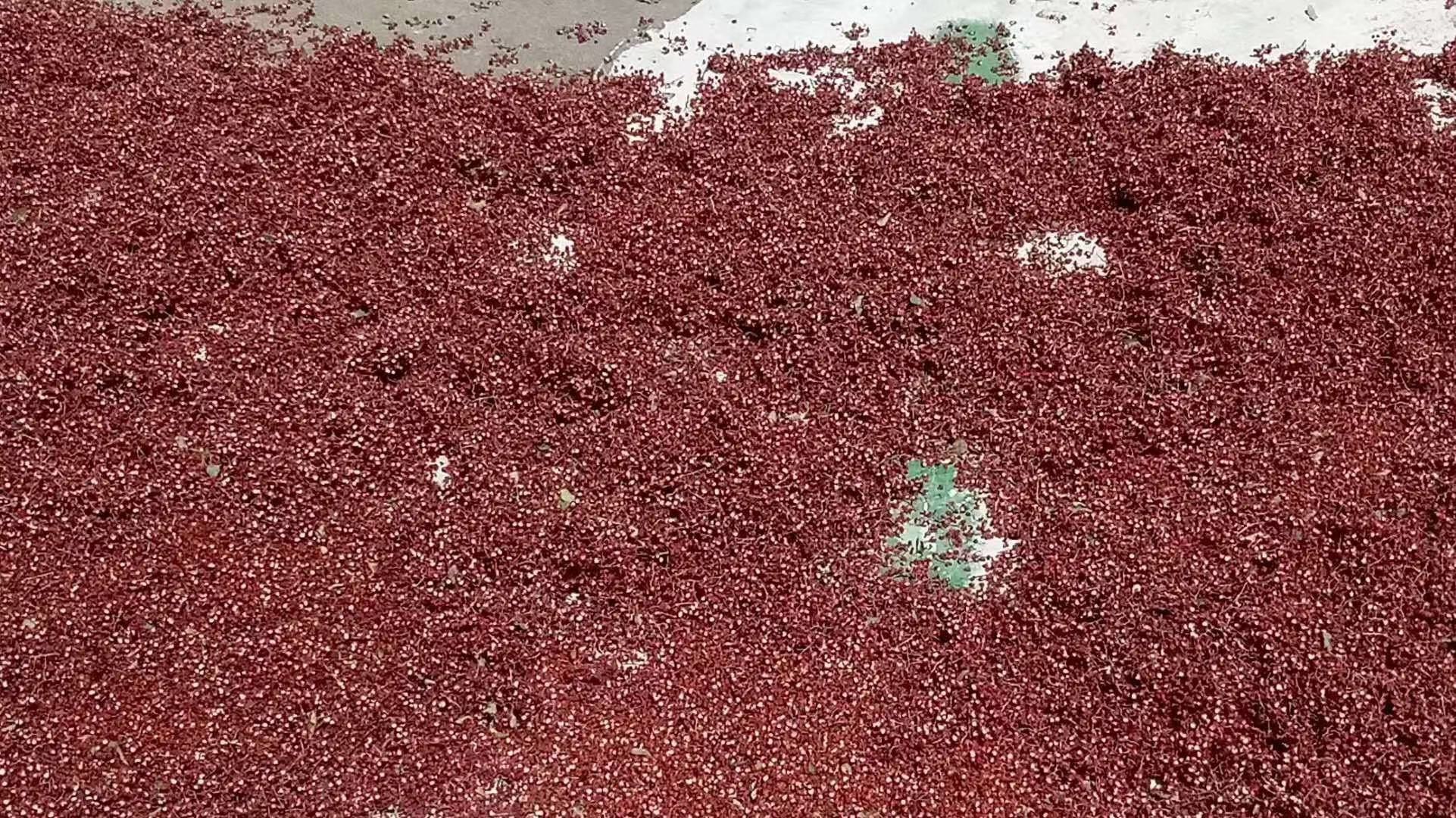 红椒在锅中煎至表面起虎皮状