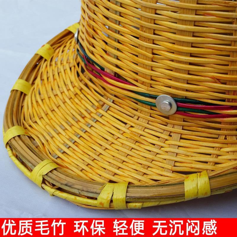竹编安全帽小沿夏季透气防砸工地竹子藤拉扣安全帽万木林厂家