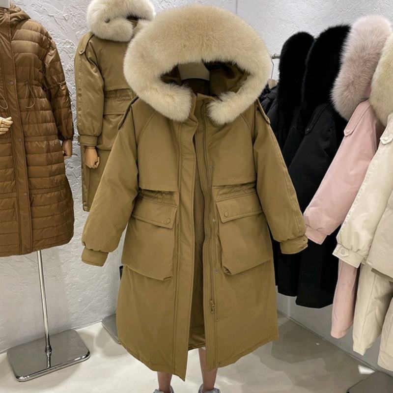 羽绒服女韩版新款宽松中长款加厚连帽羽绒棉服女批发库存一万