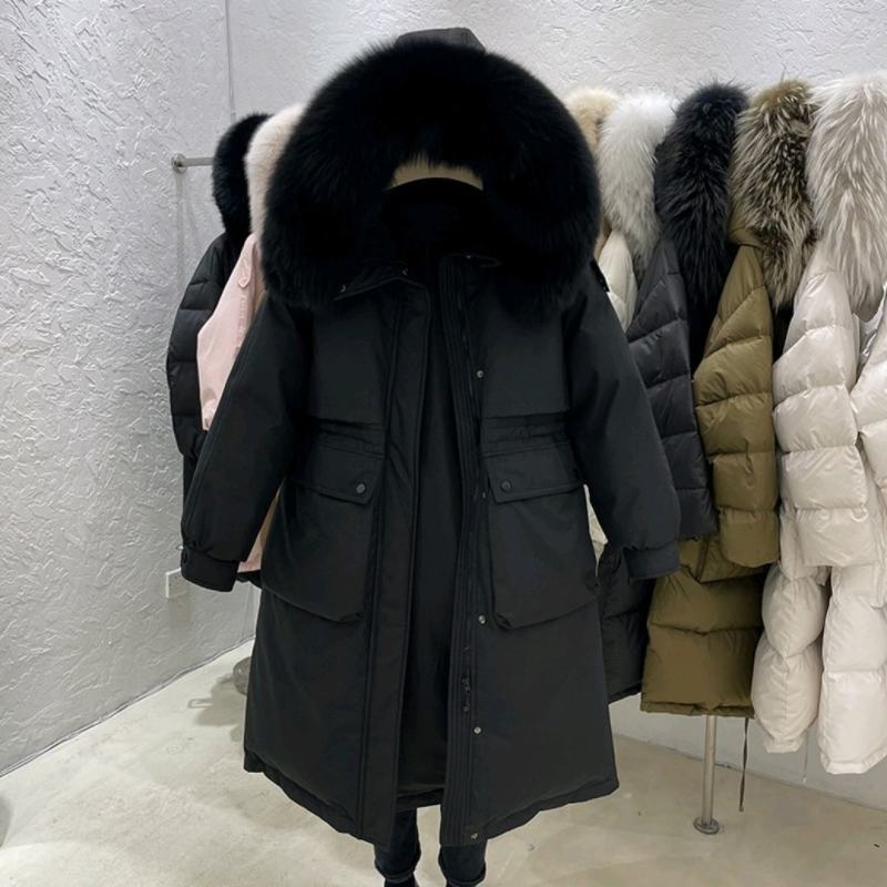 羽绒服女韩版新款宽松中长款加厚连帽羽绒棉服女批发库存一万