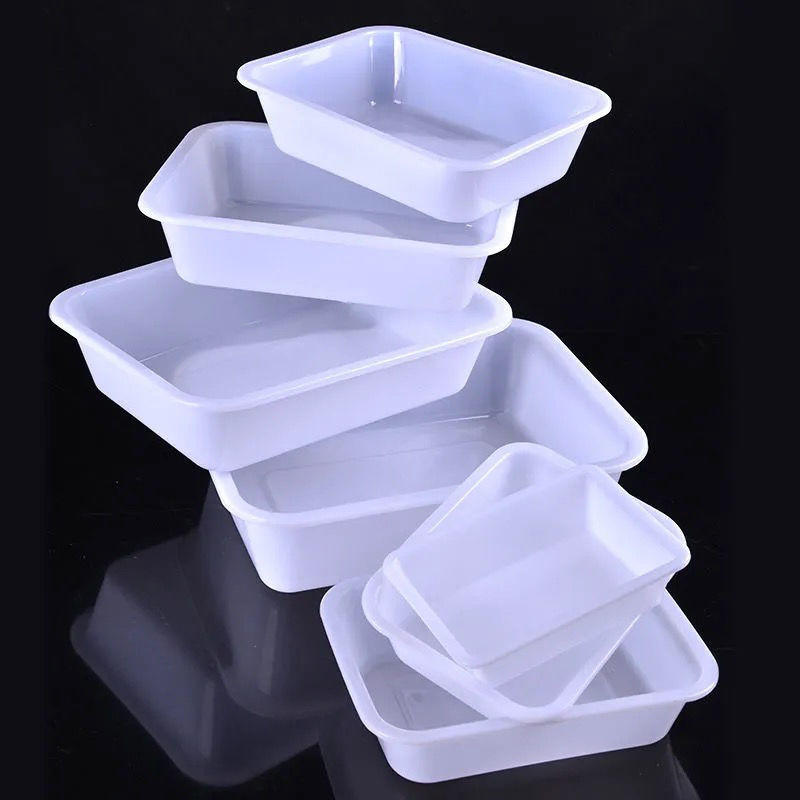 白色保鲜盒冰盘收纳盒冰盆厨房加厚食品盒摆货盒子塑料盒子长