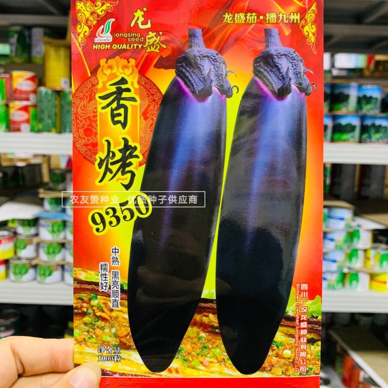龙盛香烤9350茄子种子烧烤茄种子紫黑油亮粗棒形茄子种籽