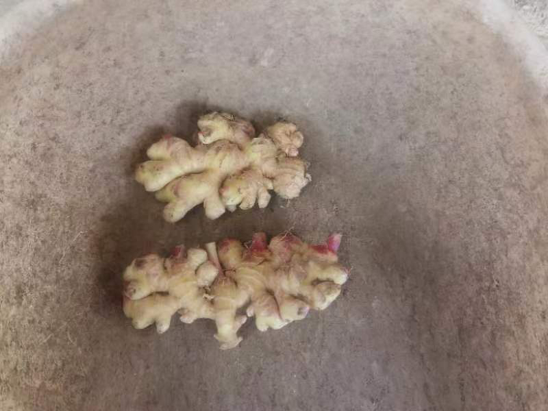 小黄姜捣碎制作面膜的过程,旁边放有蜂蜜和碗具 小黄姜制作面膜过程