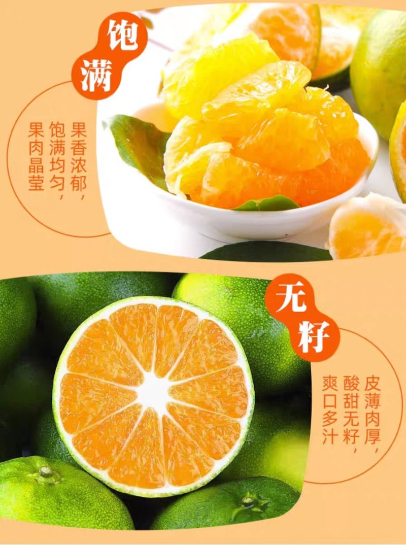 蜜桔，江西蜜桔赣南蜜桔，青皮肉红，无籽化渣多汁，酸酸甜甜