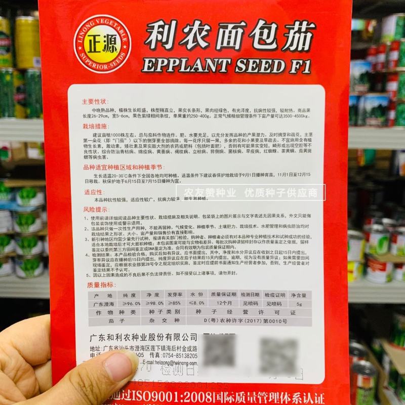 利农面包茄种子中晚熟品种果肉淡绿色面包茄子种子全国各地播