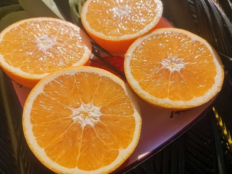 赣南脐橙切面特写