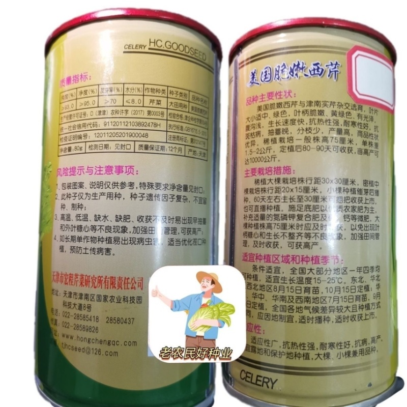 美国进口芹菜种子罐装四季西芹种80克