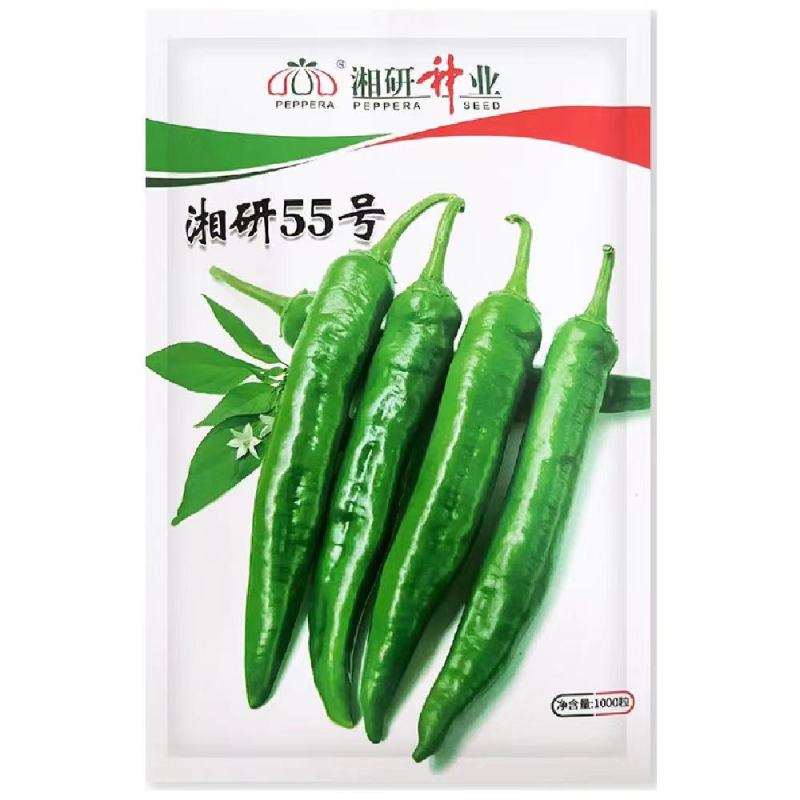 湘研55号辣椒种子中熟长牛角椒皮薄微皱软皮口感好微辣高产