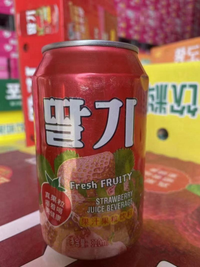 320毫升果粒果汁饮料，韩国口味大果粒更适合中国人口味