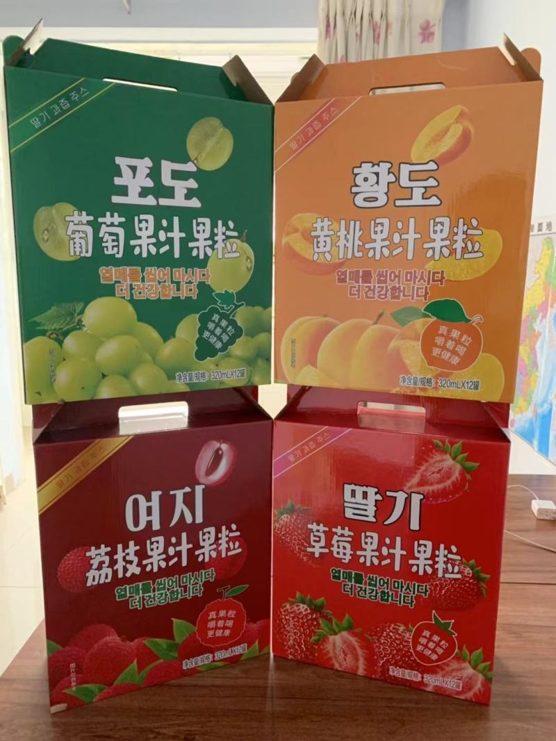 320毫升果粒果汁饮料，韩国口味大果粒更适合中国人口味
