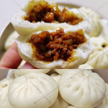 手工包子猪肉颗粒肉馅（无鸡肉和大豆蛋白添加）早餐包子