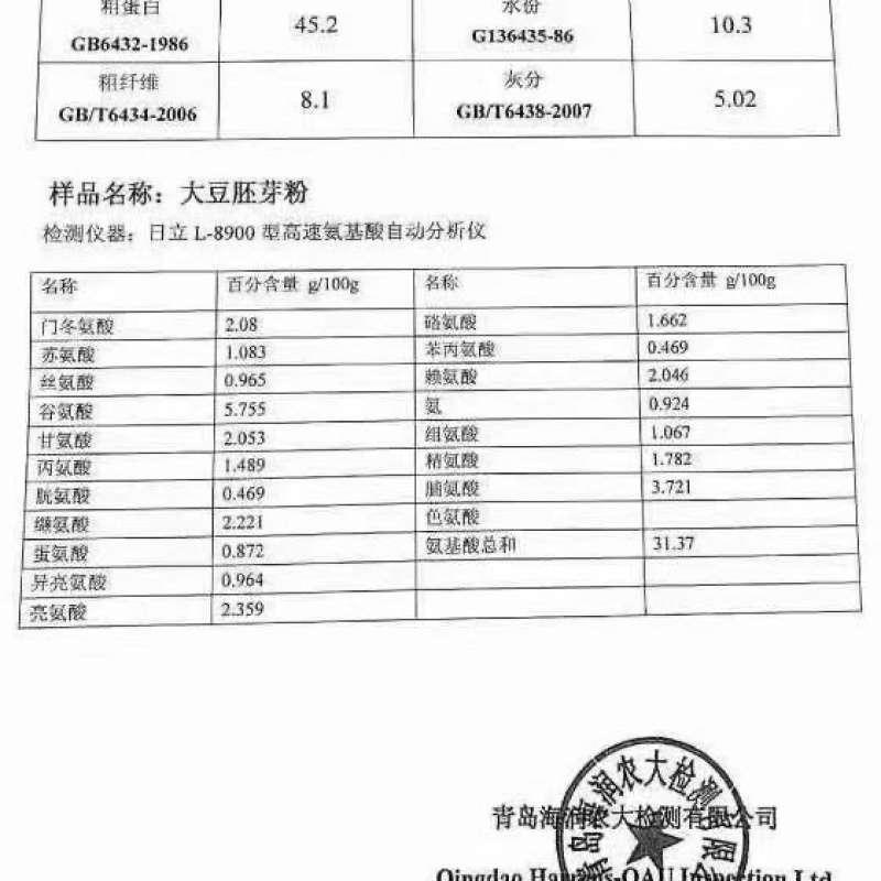 大豆胚芽粉：代替百分之5%的豆粕，高蛋白适用于禽类水产