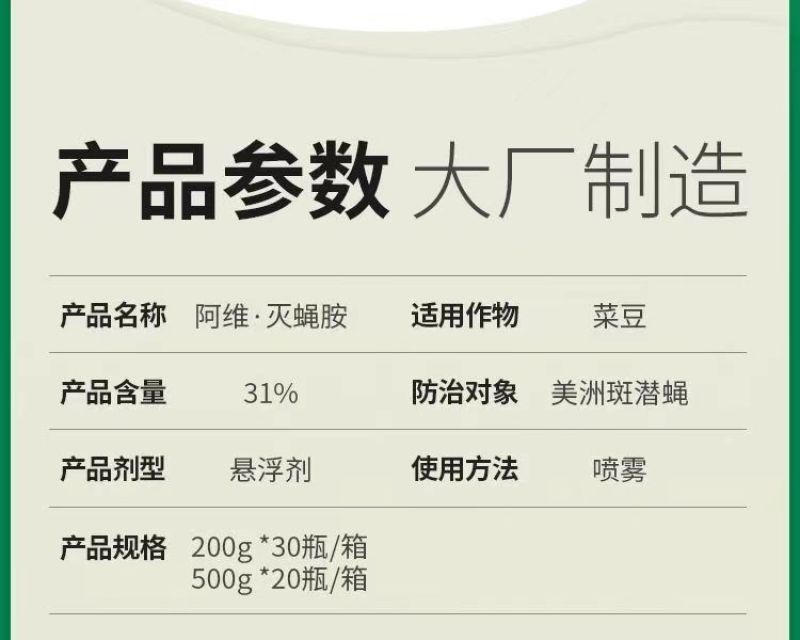 31%阿维灭蝇胺美洲斑潜蝇杀蝇蛆地图虫潜叶蝇农药杀虫剂