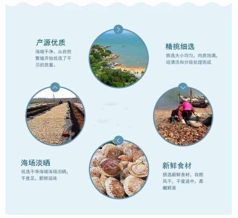 干贝瑶柱干货元贝扇贝丁500g非淡晒海鲜水产干货干扇贝柱