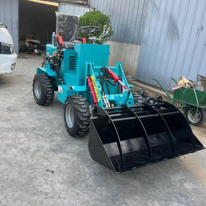 养殖场小型工地电动柴油四驱小铲车抓草机铲沙石料