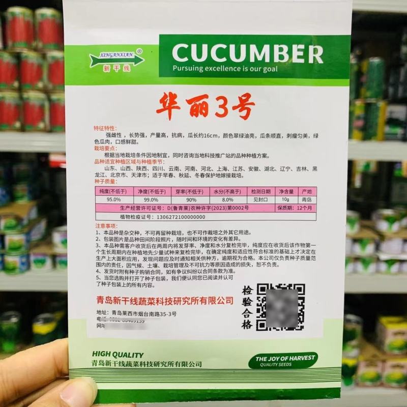 华丽3号强雌黄瓜种子甜脆绿肉旱黄瓜种子耐低温水果黄瓜种子
