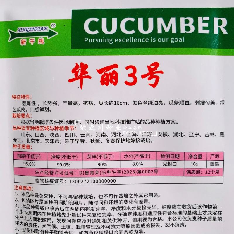 华丽3号旱黄瓜种子油亮强雌性水果黄瓜种子口感甜脆耐低温