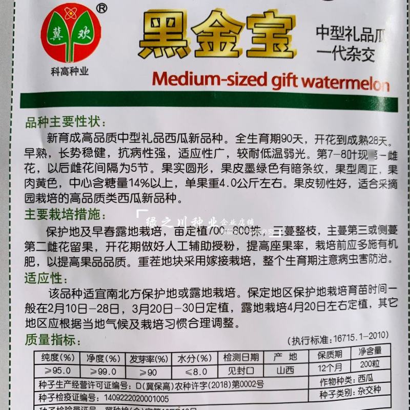 黑皮黄瓤礼品西瓜种子超甜黄肉礼品瓜种籽黑金宝西瓜种子圆形