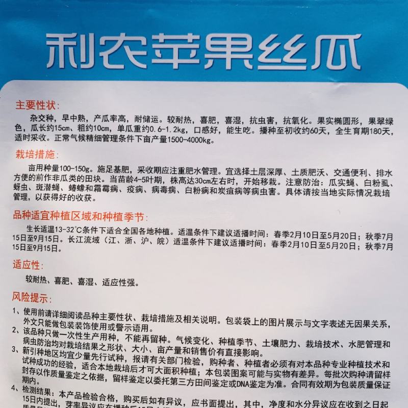 正源苹果丝瓜种子早熟一代杂交青苹丝瓜种子基地用种