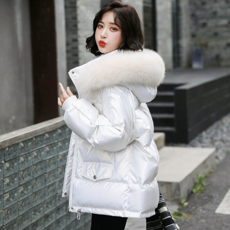 亮面韩式短款羽绒服加厚免洗面包服女装