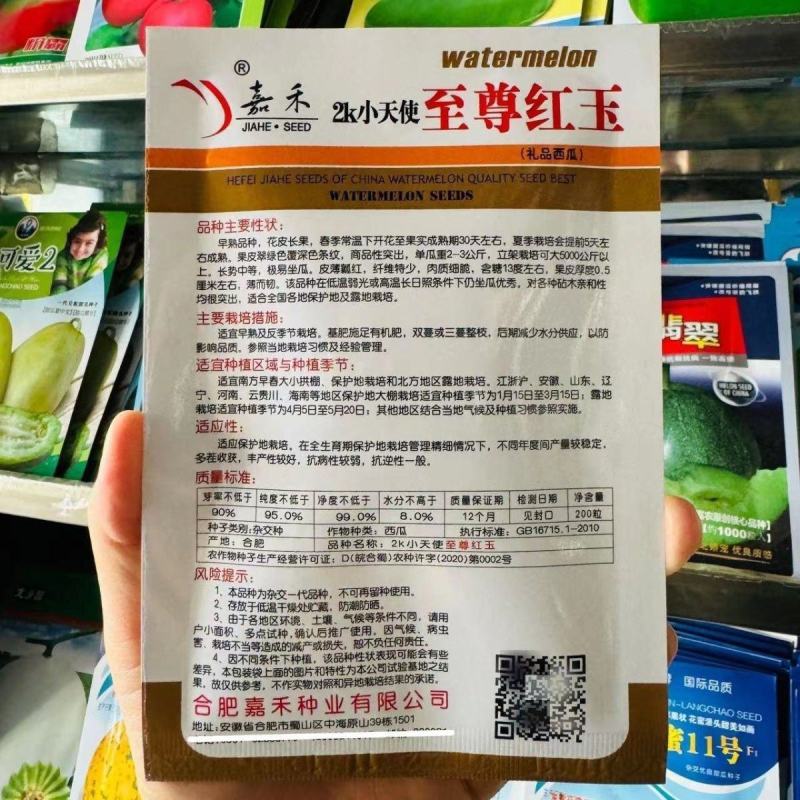 嘉禾至尊红玉礼品西瓜种子早熟耐低温椭圆形西瓜籽皮薄