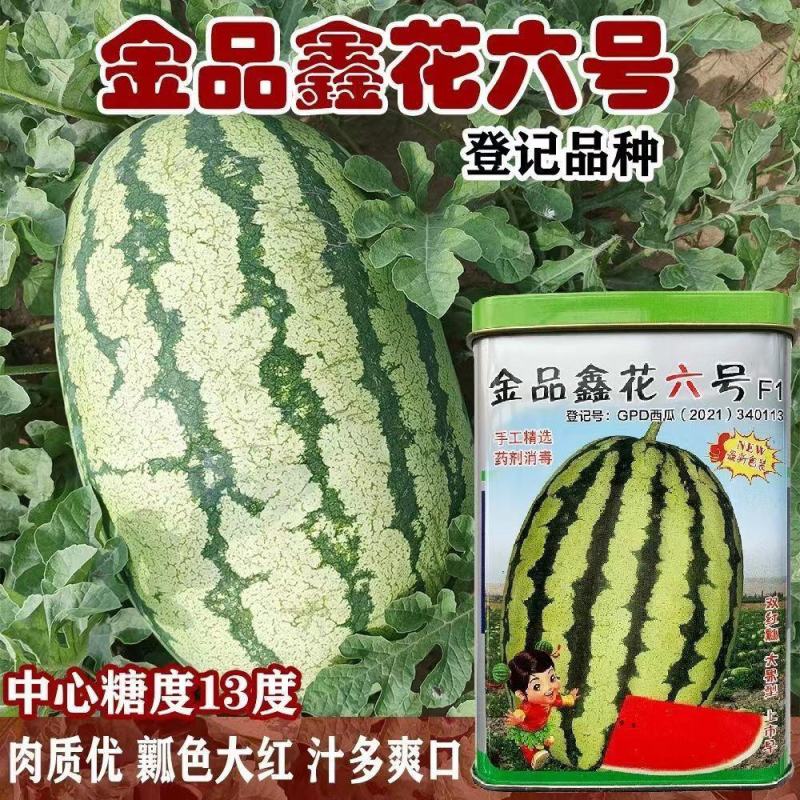 金品鑫花6号正宗西瓜种子双红瓤大果型高产抗病高产耐裂基