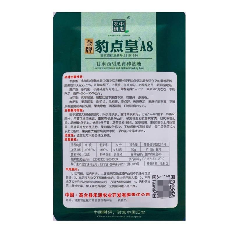 金牌豹点皇A8甜瓜种子糖度高绿肉青顶抗逆性强耐贮运豹点甜