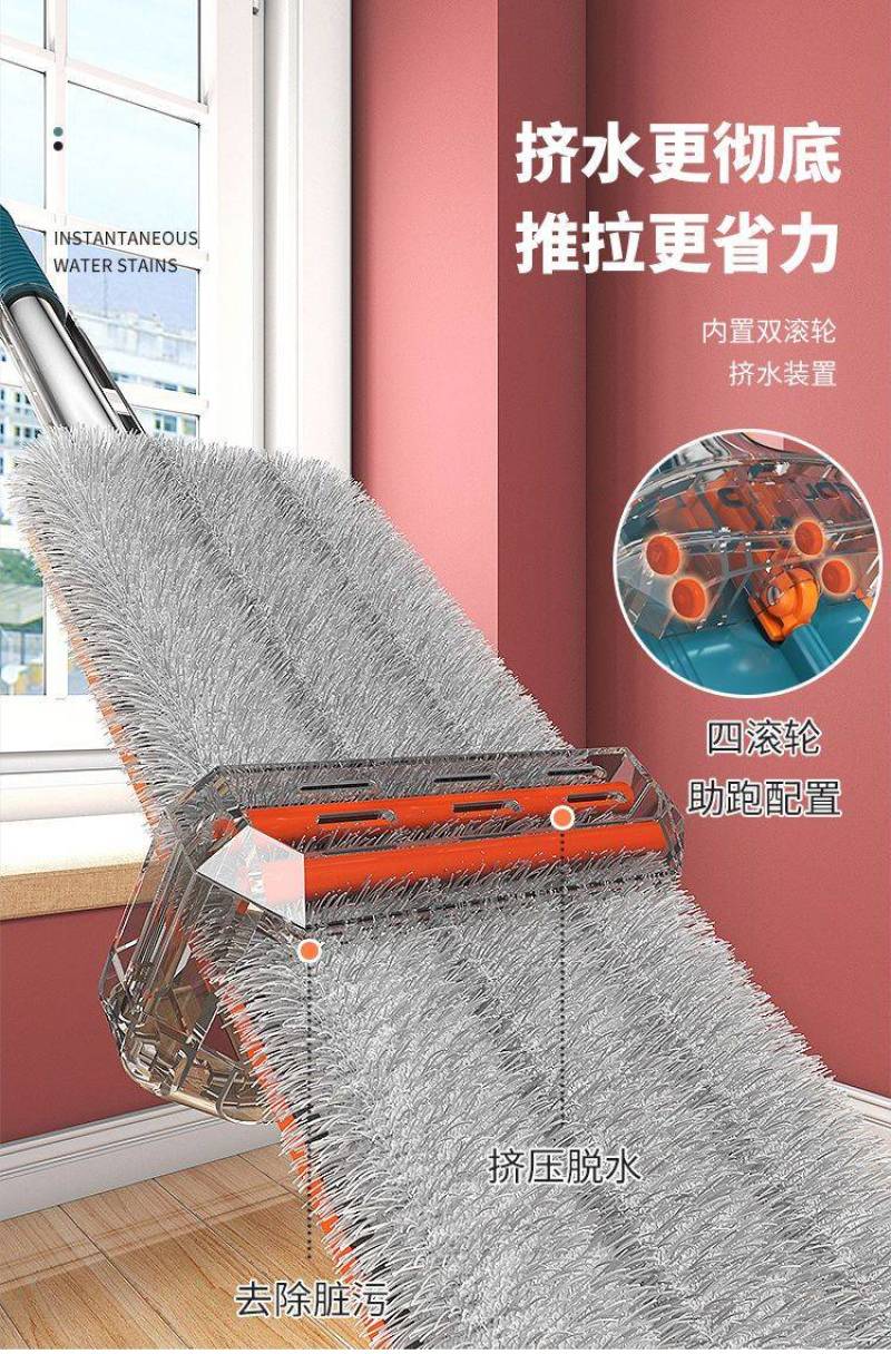 包邮免手洗拖把家用懒人拖地神器一拖净带桶平板拖布替换干湿