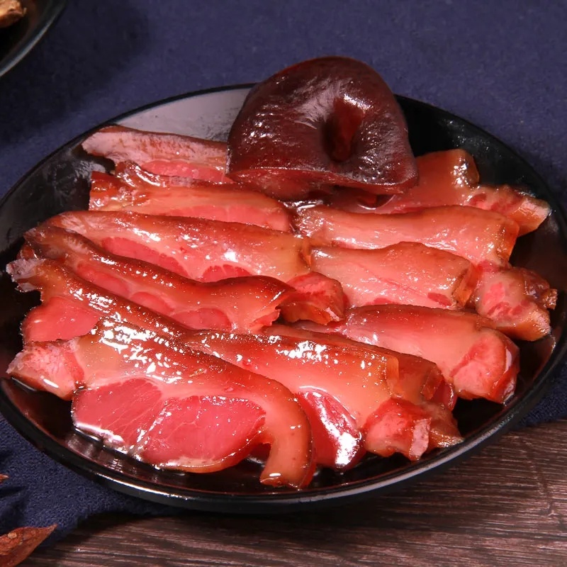 四川腊肉柏树枝柴火熏腊肉腊猪鼻猪拱嘴腊味农家烟熏